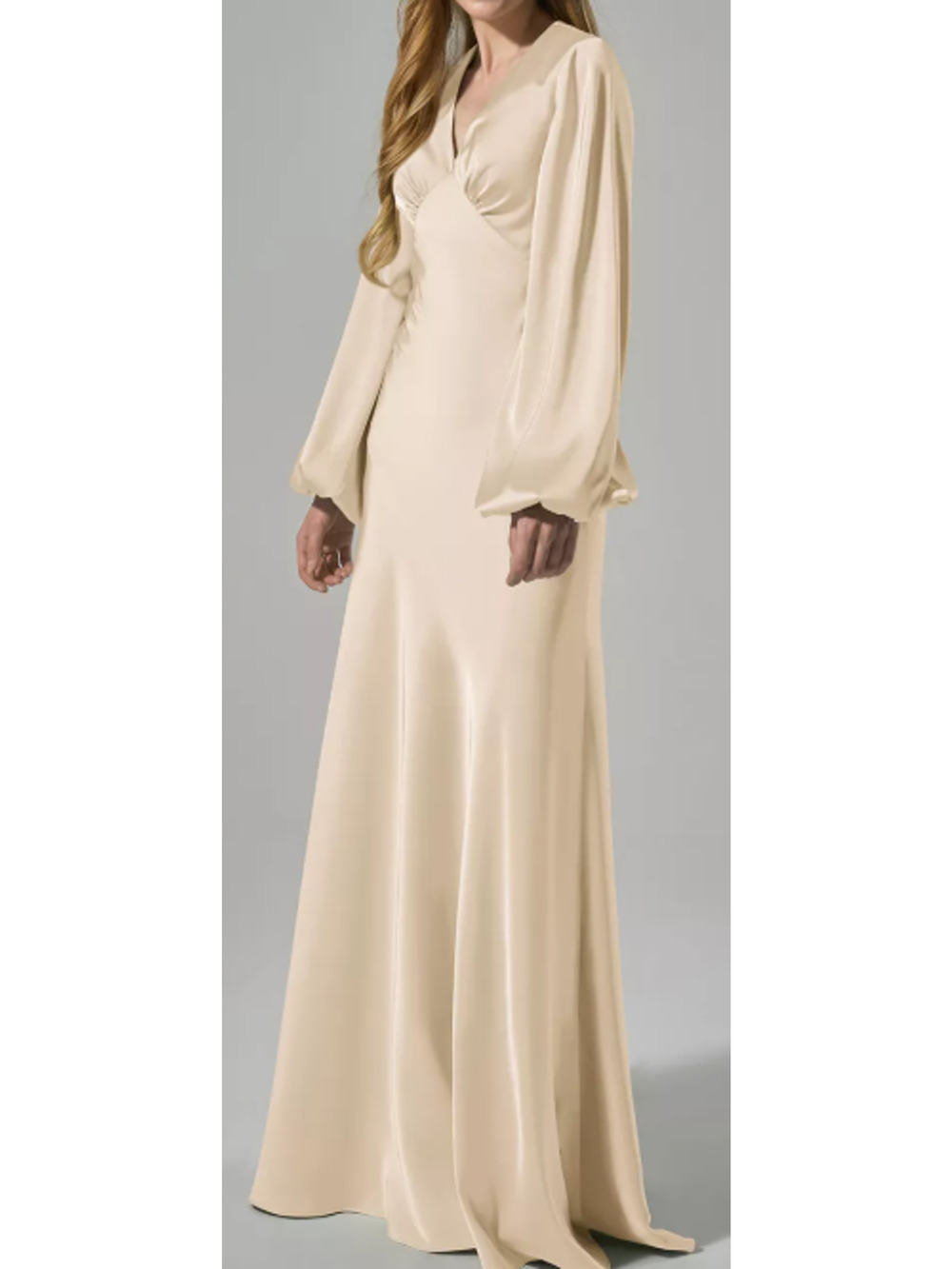 AW BRIDAL 8 M satin champagne gold  Hyacinth bridesmaid  maxi dress NEW 0B1